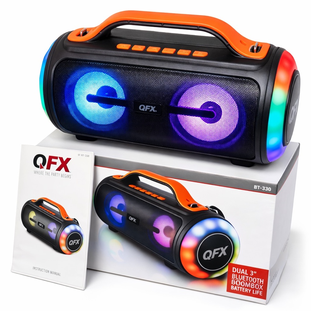BT-330 Portable Bluetooth Speaker — Orange & Black Party Speaker